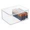 mDesign Plastic Home Office Desk Storage Organizer Bin Box with Hinge Lid, Clear